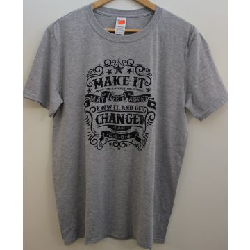 T-SKJORTE, MAKE IT CHANGED. GRÅ