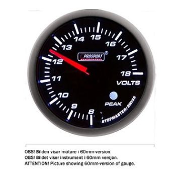 PROSPORT-S 52 MM ELECTRONIC VOLT GAUGE WITH PEAK/WARNING