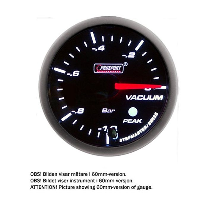 PROSPORT-S 52 MM ELECTRONIC VACUUM GAUGE WITH SENDER PEAK/WARNING