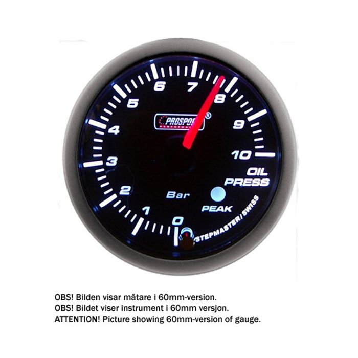 PROSPORT-S 52 MM ELECTRONIC OILPRESS GAUGE WITH SENDER PEAK/WARNING