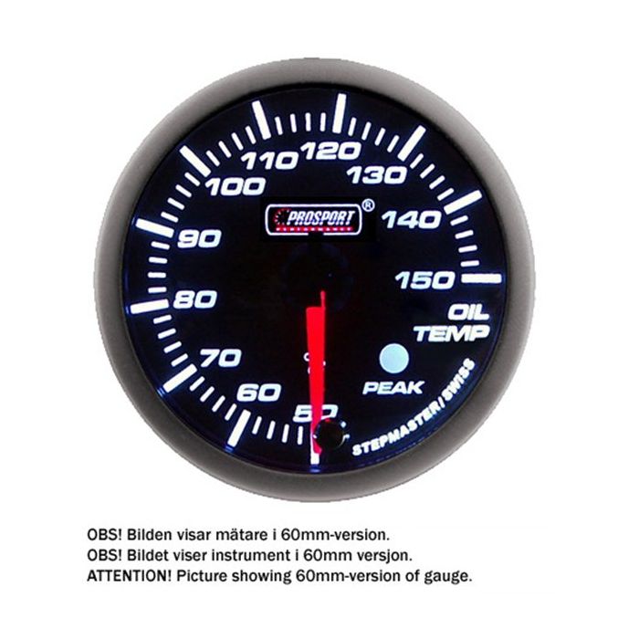 PROSPORT-S 52 MM ELECTRONIC OILTEMP GAUGE WITH SENDER PEAK/WARNING