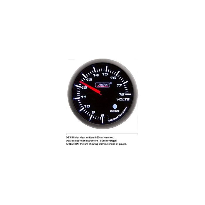 PROSPORT-S 52 MM ELECTRONIC VOLT GAUGE WITH PEAK/WARNING