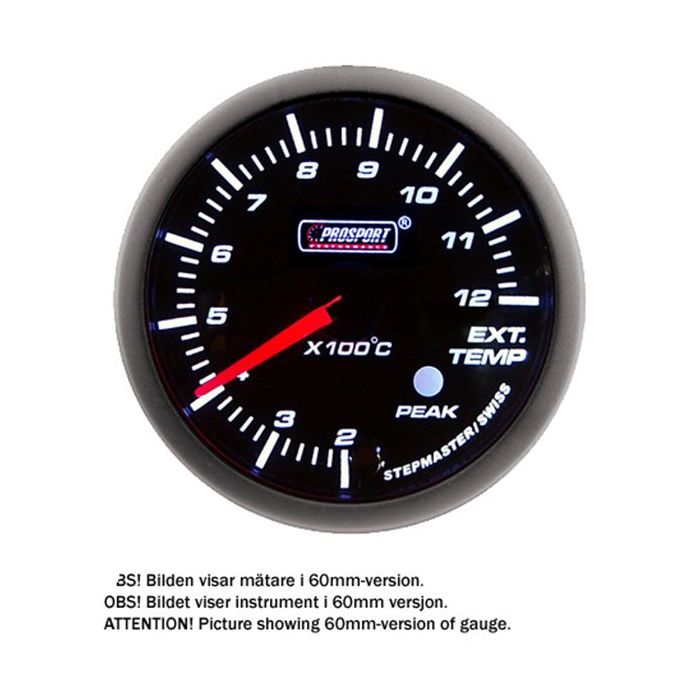 PROSPORT-S 52 MM ELECTRONIC EXHAUSTTEMP GAUGE WITH SENDER PEAK/WARNING