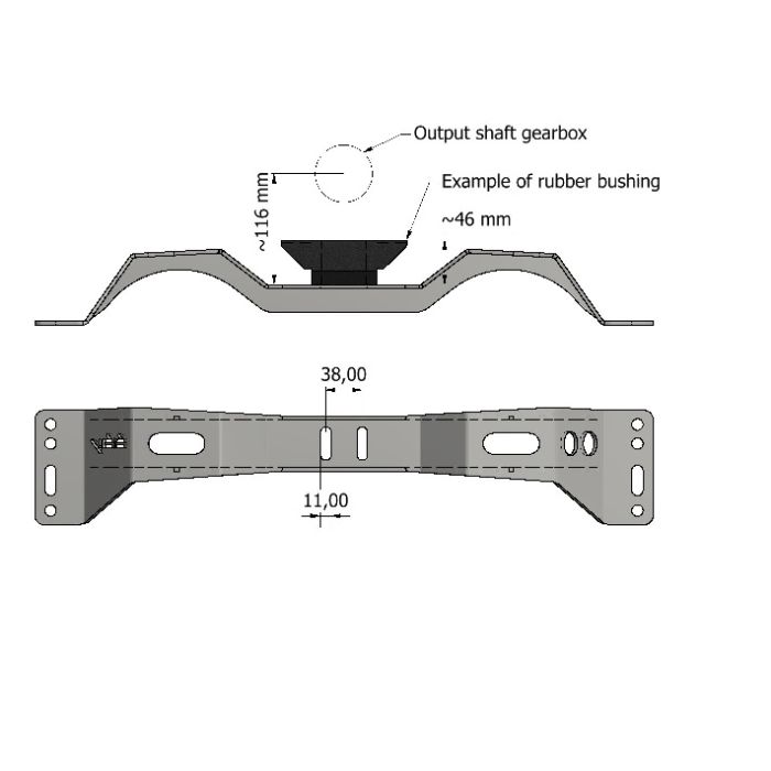 Gearkasse bjelke/oppheng 240/260 med GM 4L60 / T56 ol.